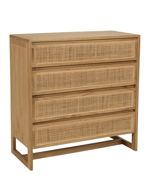 Commode 4 tiroirs en bois de mindi Amy naturel - 90 x 41 x 93.5 cm