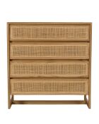 Cassettiera Amy Natural Mindi in legno con 4 cassetti, 90 x 41 x 93,5 cm