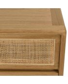 Cassettiera Amy Natural Mindi in legno con 4 cassetti, 90 x 41 x 93,5 cm