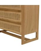 Cassettiera Amy Natural Mindi in legno con 4 cassetti, 90 x 41 x 93,5 cm