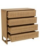 Cassettiera Amy Natural Mindi in legno con 4 cassetti, 90 x 41 x 93,5 cm