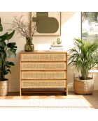 Cassettiera Amy Natural Mindi in legno con 4 cassetti, 90 x 41 x 93,5 cm