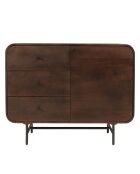 Buffet 1 porte 3 tiroirs Alix design bois foncé et métal noir - 100 x 40 x 80 cm