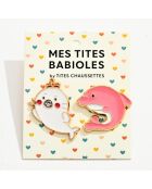 Set mit 2 Stecknadeln mit Seehund und Delfin — Mehrfarbig