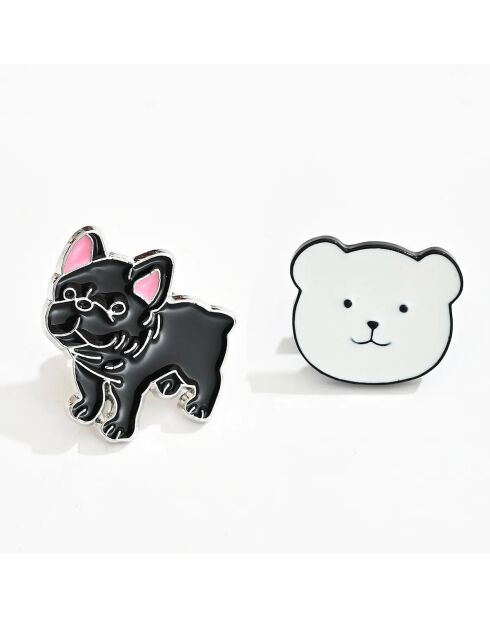 Lot de 2 pin's Ours et Chien - Multicolore
