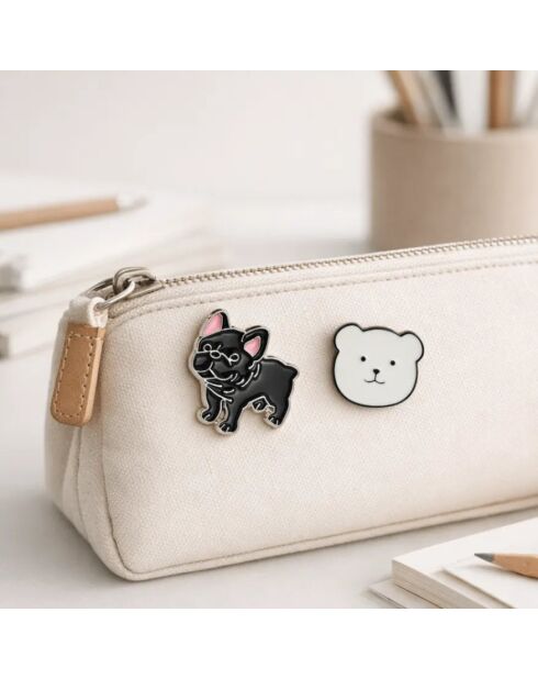Set di 2 spille a forma di orso e cane - multicolore