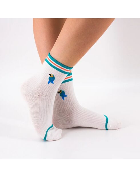 Lot de 5 Chaussettes Hautes Animaux Exotiques - Blanc