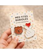 Lot de 2 pin's Coeur et Ours - Multicolore