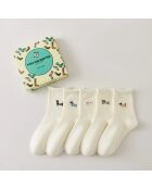 Lot de 5 Chaussettes Blanches Petit Chien & Chat - Blanc
