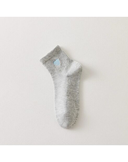 Chaussettes Coeur Bleu - Gris