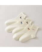 Lot de 5 Chaussettes Blanches Petit Chien & Chat - Blanc