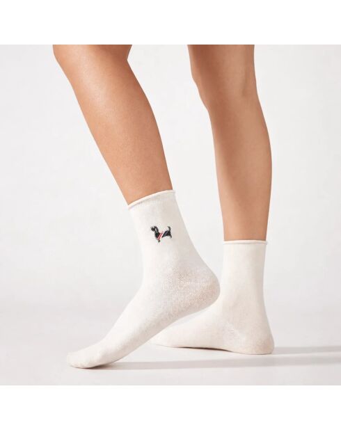 Lot de 5 Chaussettes Blanches Petit Chien & Chat - Blanc