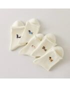 Lot de 5 Chaussettes Blanches Petit Chien & Chat - Blanc