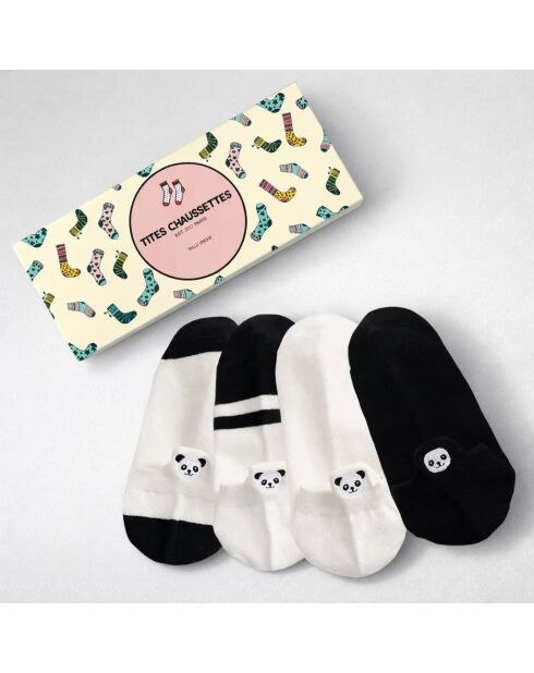Lot de 4 Chaussettes Languette Panda - Blanc/Noir