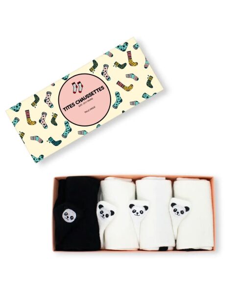 Lot de 4 Chaussettes Languette Panda - Blanc/Noir