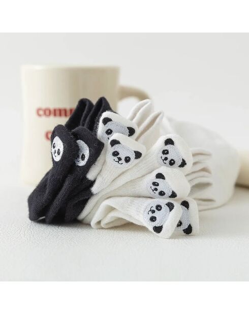 Set van 4 sokken Panda Tongue - Wit/Zwart