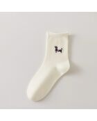 Chaussettes Blanches Petit Chien & Chat - Gris