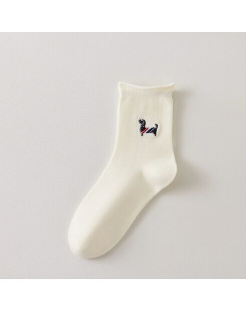 Chaussettes Blanches Petit Chien & Chat - Gris