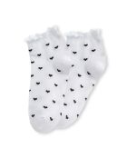 Chaussettes Petits Cœurs & Volant - Blanc/Noir