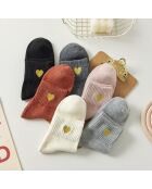Chaussettes Hautes Coeur Doré - Gris Clair