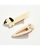 Lot de 2 barrettes chien - Blanc