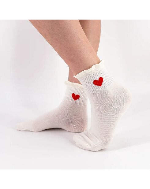 Heart & Volant Kniestrümpfe, Weiß