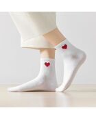 Calzini al ginocchio Heart Side - Bianco/Rosso