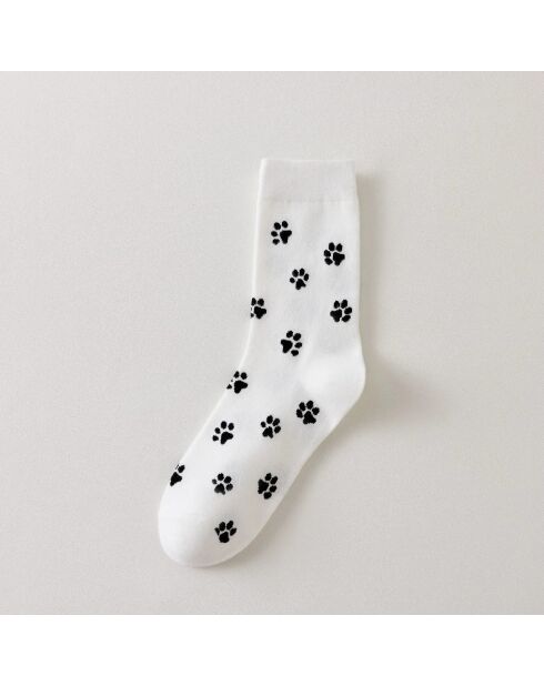 Chaussettes Empreintes Chat - Blanc