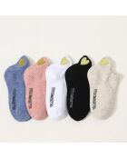 Lot de 5 Chaussettes Languette Coeur Doré Enfants - Multicolore