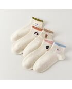 Lot de 5 Chaussettes Basses Têtes Animaux - Blanc