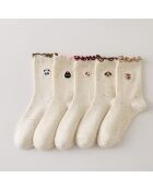 Lot de 5 Chaussettes Têtes Animaux & Volants - Beige