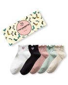 Lot de 5 Chaussettes Mi-Haute Coeur Tendre & Volant - Multicolore