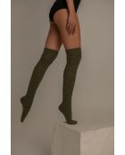 Leggings kaki in lana di alpaca