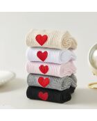 Calzini al ginocchio Heart Side - Bianco/Rosso