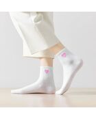 Calzini al ginocchio Heart Side - Bianco/Rosa