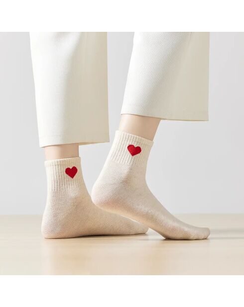 Calze al ginocchio Heart Side - Beige