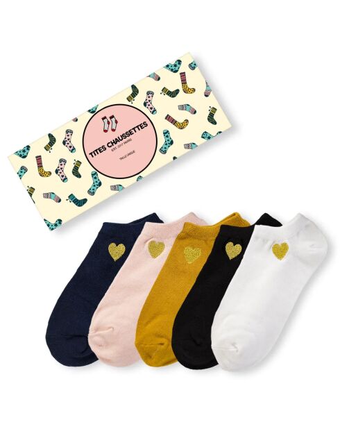 Lot de 5 Socquettes Coeur Doré Côté - Multicolore