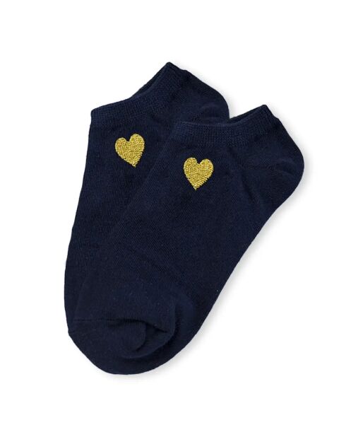 Set di 5 calzini laterali dorati a forma di cuore - Multicolor