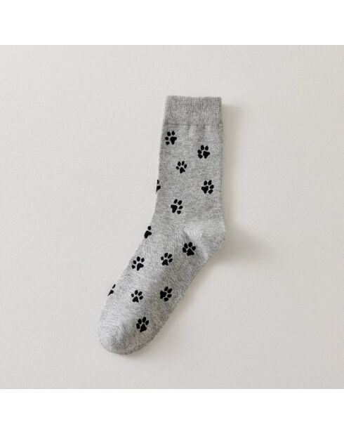 Chaussettes Empreintes Chat - Gris