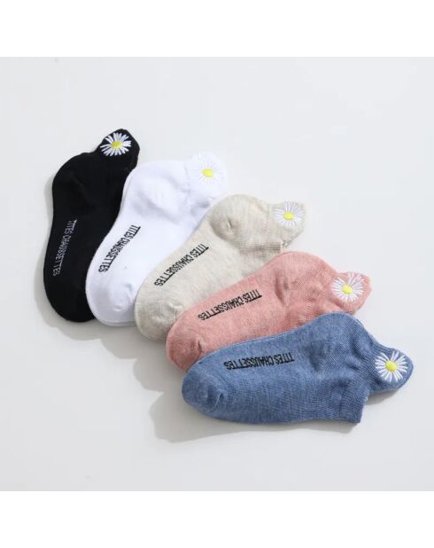 Lot de 5 Chaussettes Languette Fleur Enfants - Multicolore