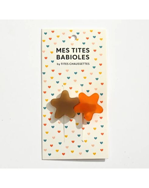 Barrettes étoile orange - Orange