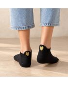 Calcetines dorados en forma de corazón - Negros