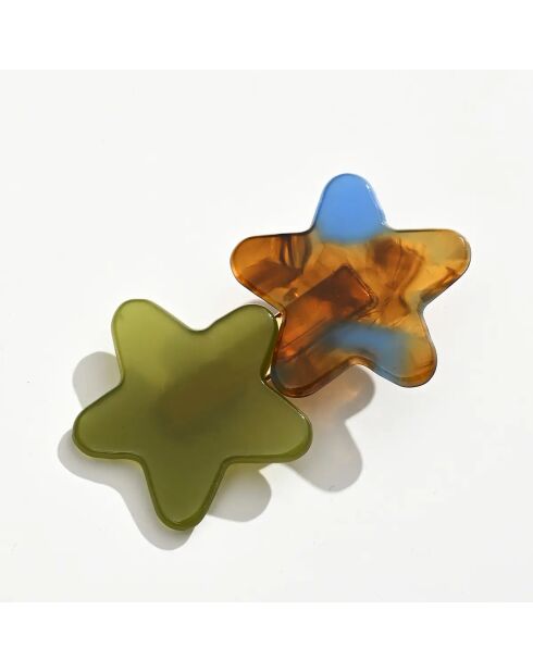 Barrettes étoile kaki - Kaki