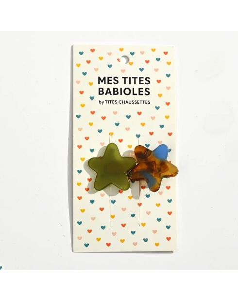Barrettes étoile kaki - Kaki