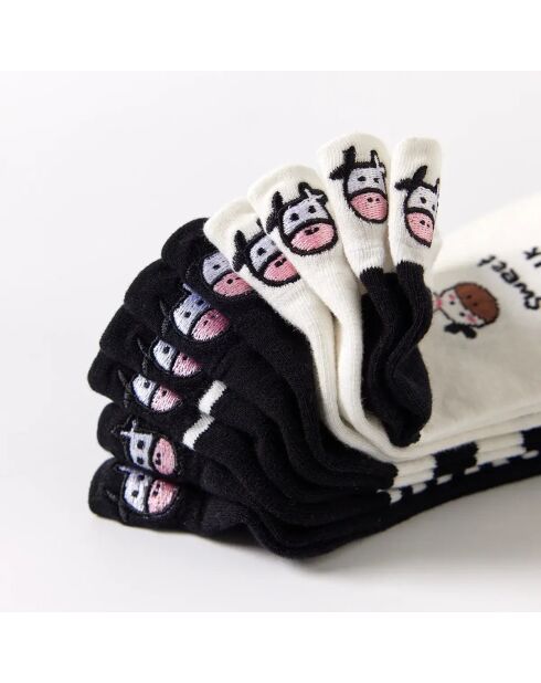 Chaussettes Languette Vache - Blanc/Noir