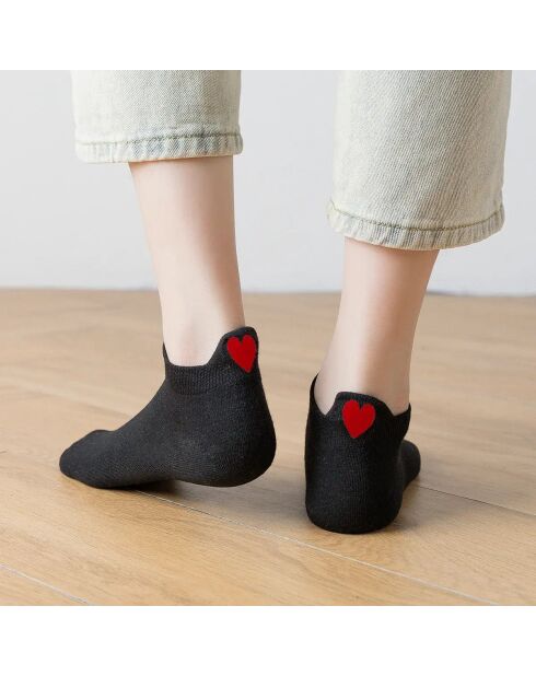 Zungensocken mit rotem Herz, Schwarz