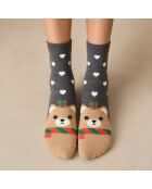 Christmas Heart hoge sokken - Grijs