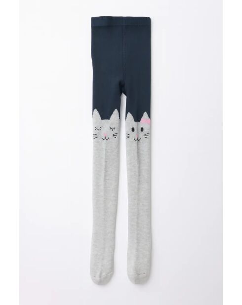 Lot de 2 Collants Chat Enfants Fille - Gris