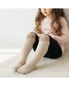 Lot de 2 Collants Coeur Enfants Fille - Beige