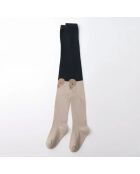 Lot de 2 Collants Coeur Enfants Fille - Beige
